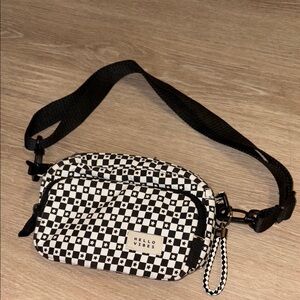 Zara Black and White Checkered Crossbody Bag